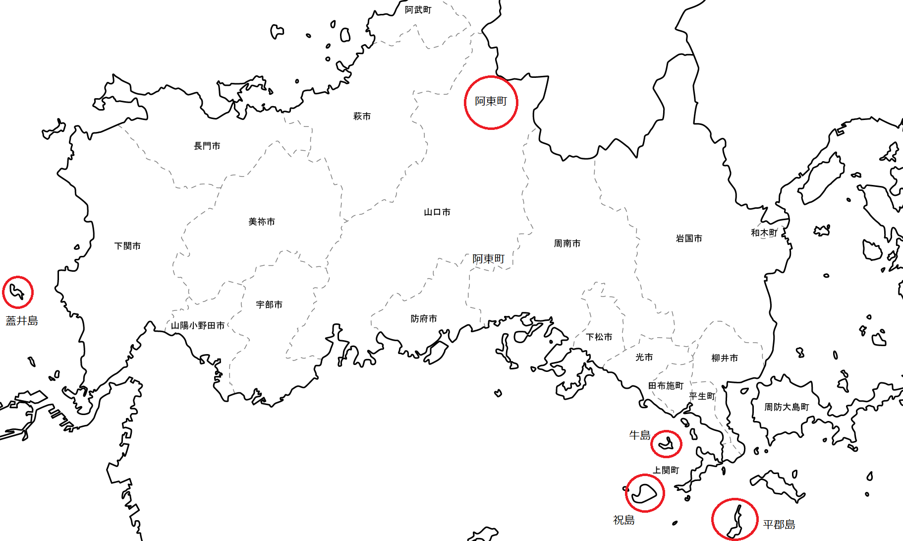 眼科医過疎地域検診の開催地の地図